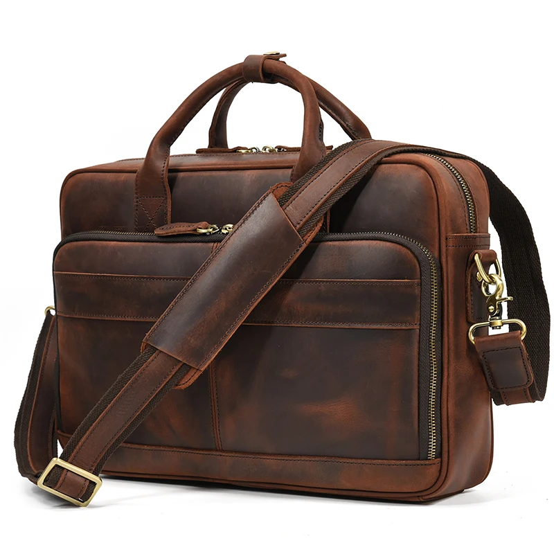 

Male Business Leather Briefcase Of Men Male Real Cowskin Latop Computer Bag Men's Working Tote Handbag Vintage Fashion Design