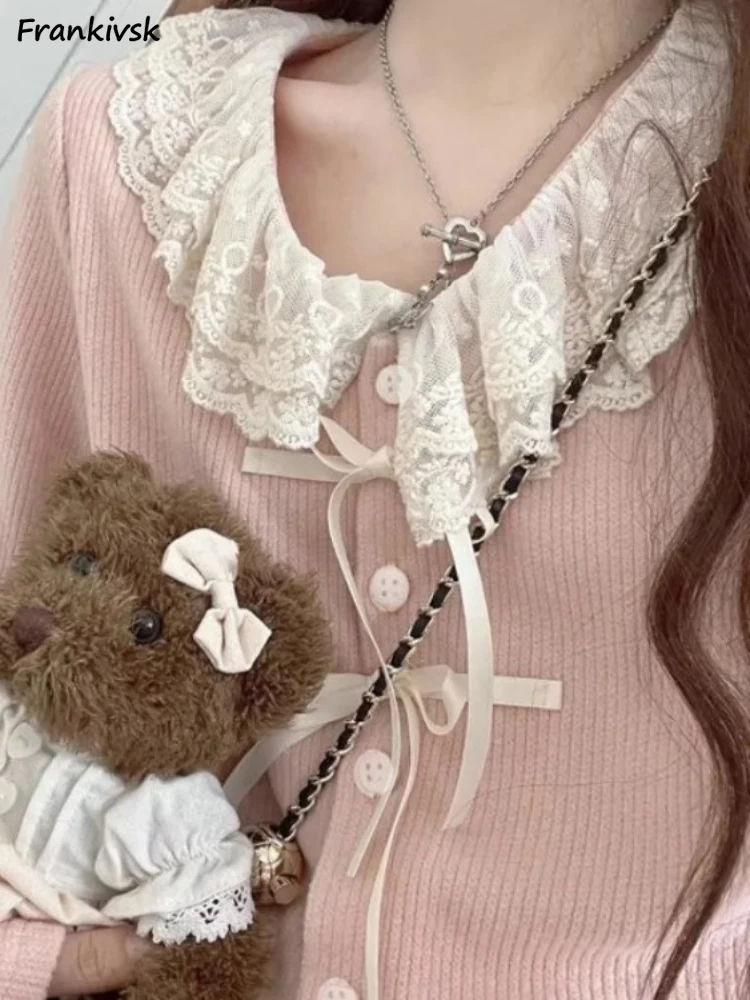 

Lace Cardigans Women Y2k Kawaii Spring Autumn Japanese Tender Gentle Fashion Long Sleeve Soft Casual Daily New Design Popular