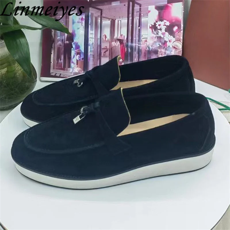 Kid Suede Flat Shoes Women Round Toe Slip-On Loafers Woman Metal Lock Decorate New Casual Shoes Summer Outwear Walk Shoes Men
Kid Suede Flat Shoes Women Round Toe Slip-On Loafers Woman Metal Lock Decorate New Casual Shoes Summer Outwear Walk Shoes Men