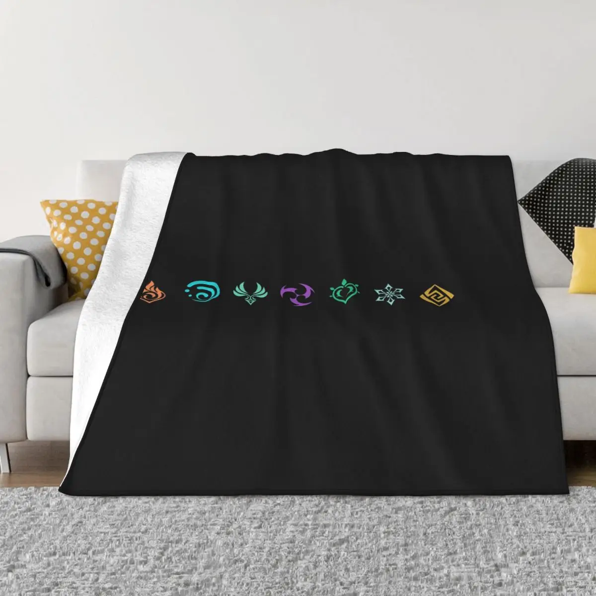 

Genshin Impact Logo Blanket Coral Fleece Plush Printed Anime Game Warm Throw Blanket for Bedding Couch Bedding Throws