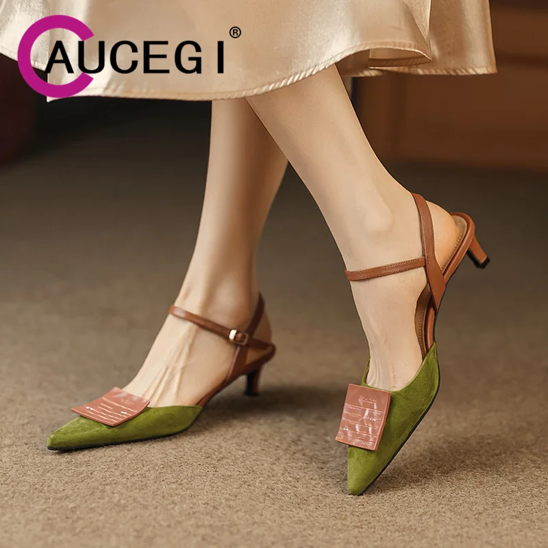 Aucegi Sweet Kid Suede Mixed Color Buckle Strap Slingback Sandals Mid Heels Women Sexy Pointed Toe Summer 2023 Party Dress Shoes
Aucegi Sweet Kid Suede Mixed Color Buckle Strap Slingback Sandals Mid Heels Women Sexy Pointed Toe Summer 2023 Party Dress Shoes