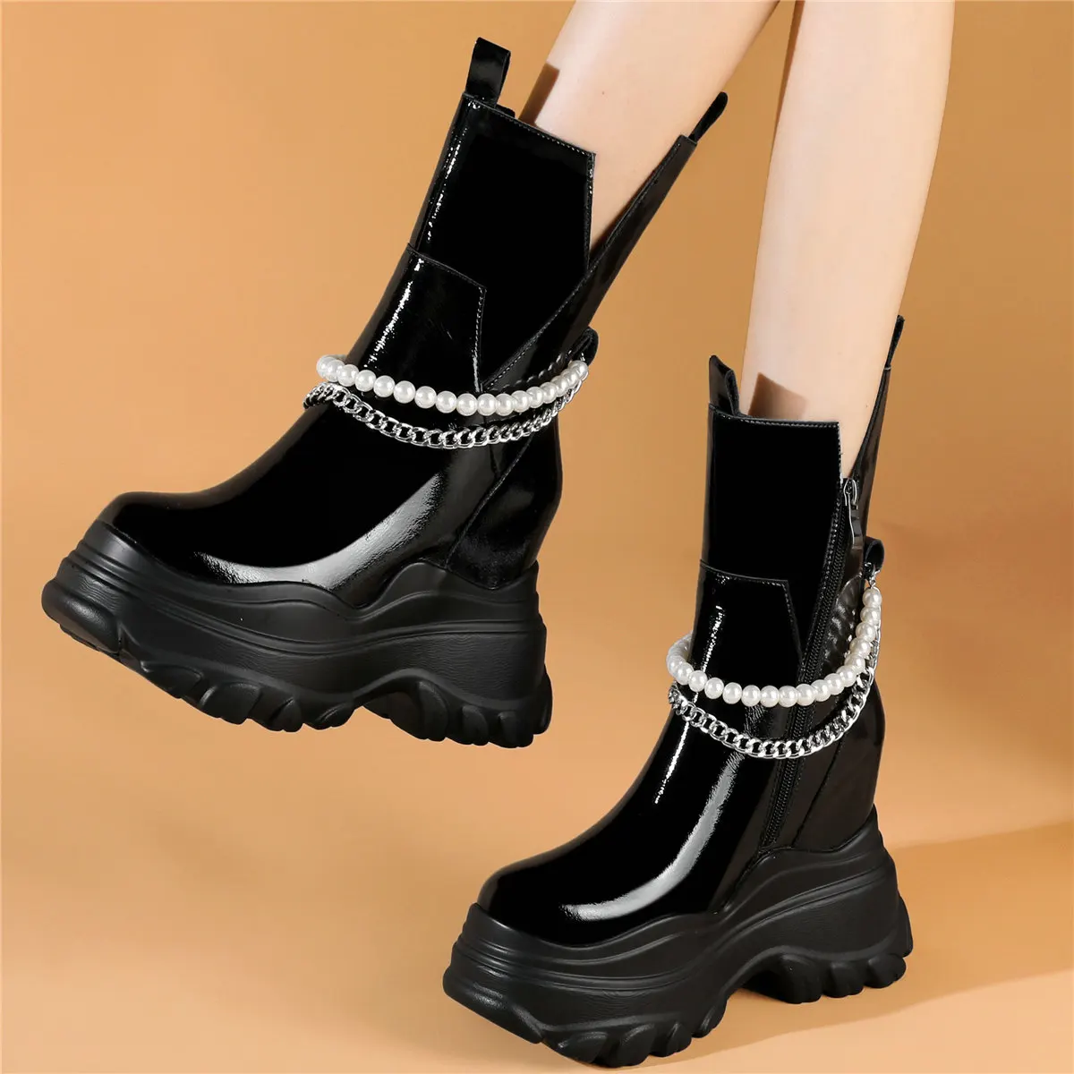 

Chunky Platform Pumps Shoes Women Genuine Leather Wedges High Heel Ankle Boots Female Winter Warm Fashion Sneakers Casual Shoes