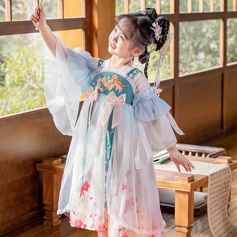 Girl Fairy Floral Embroidery Dress Chinese Dress Traditional Hanfu Princess Tang Suit Kids Cosplay Costumes
Girl Fairy Floral Embroidery Dress Chinese Dress Traditional Hanfu Princess Tang Suit Kids Cosplay Costumes