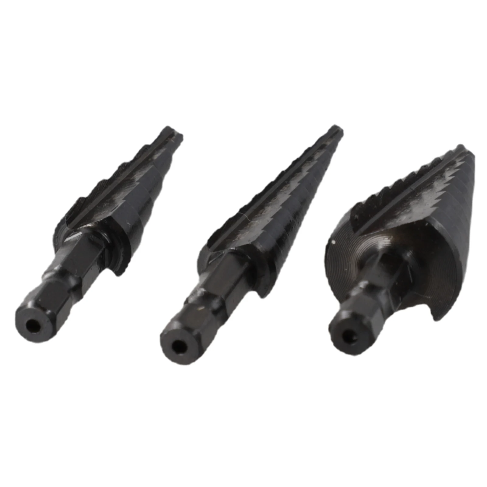 

New Practical Step Drill Bit Drill Set With Storage Box Straight Groove 3-12mm 4-12mm 4-20mm Hole Black HSS Steel