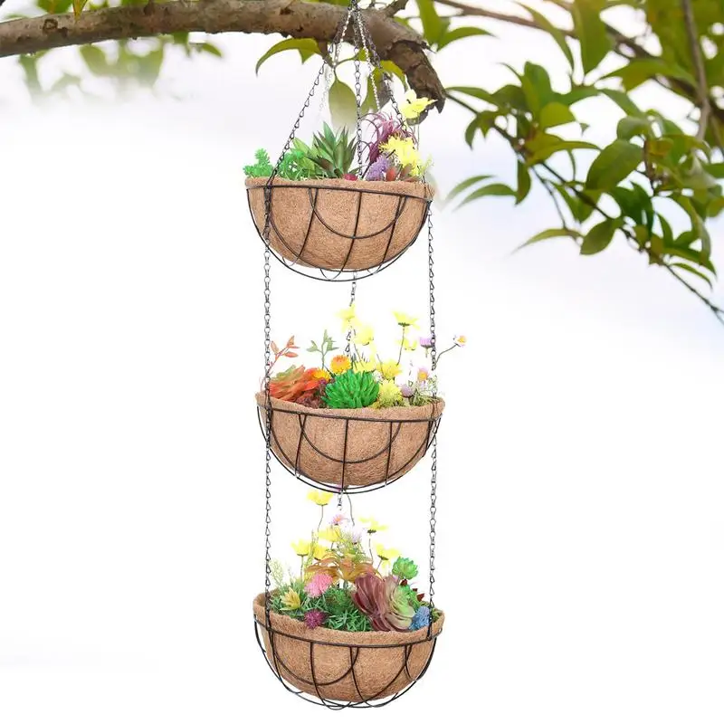 Garden Hangings Baskets Three Layer Flower Pots With Coco-Liner Hangings Planter Plant Hanger Hangings Flower Basket Plant
Garden Hangings Baskets Three Layer Flower Pots With Coco-Liner Hangings Planter Plant Hanger Hangings Flower Basket Plant