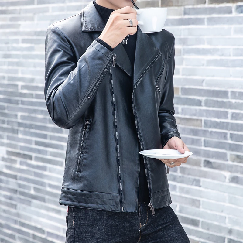 Size Men Spring Warmth Thickened Leather Jacket Lapel Solid Zipper Design Plus Size Men's Leather Jackets
Size Men Spring Warmth Thickened Leather Jacket Lapel Solid Zipper Design Plus Size Men's Leather Jackets
