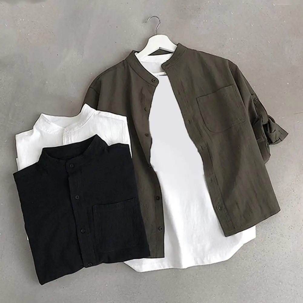 Men Linen Shirt Modern Look Linen Shirt for Men Stylish Summer Men's Stand Collar Roll-up 3/4 Sleeve Shirt Solid for Streetwear
Men Linen Shirt Modern Look Linen Shirt for Men Stylish Summer Men's Stand Collar Roll-up 3/4 Sleeve Shirt Solid for Streetwear