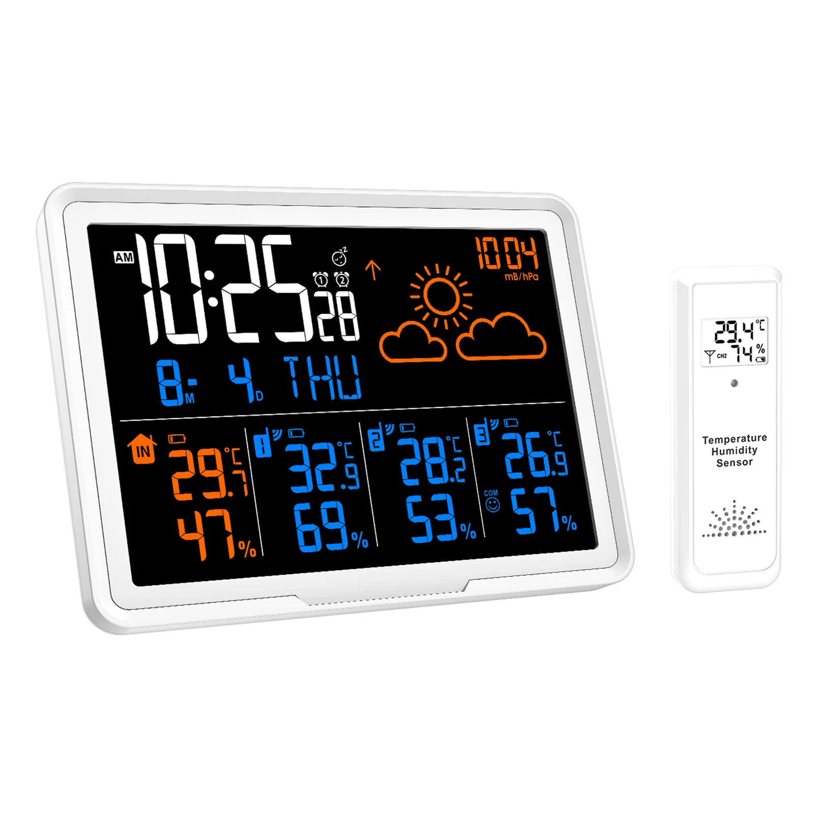 WIFI Wireless Indoor Outdoor Hygrometer Thermometer Temperature Humidity Display Weather Forecast Station Clock Alarm Clock
WIFI Wireless Indoor Outdoor Hygrometer Thermometer Temperature Humidity Display Weather Forecast Station Clock Alarm Clock