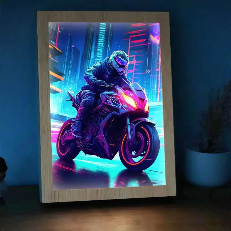LED Motorcycle light painting for living room bedroom theme photo frame display e-sports room bar desktop night lamp decoration
LED Motorcycle light painting for living room bedroom theme photo frame display e-sports room bar desktop night lamp decoration