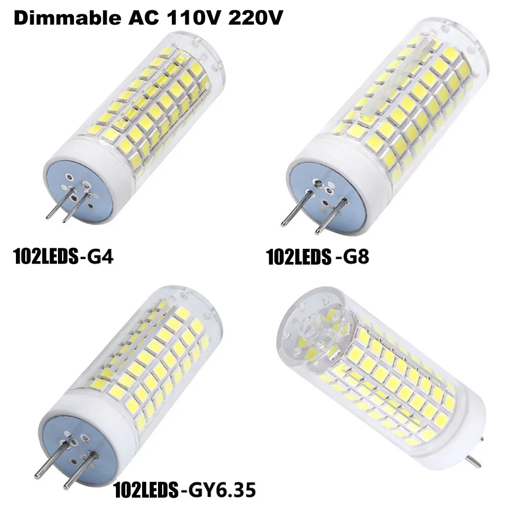 

Dimmable LED Bulb 110v 220v G9 E11 E12 E14 E17 BA15D G4 GY6.35 G8 LED Corn Bulb Crystal Chandelier Light 10W 102 leds 1PCS