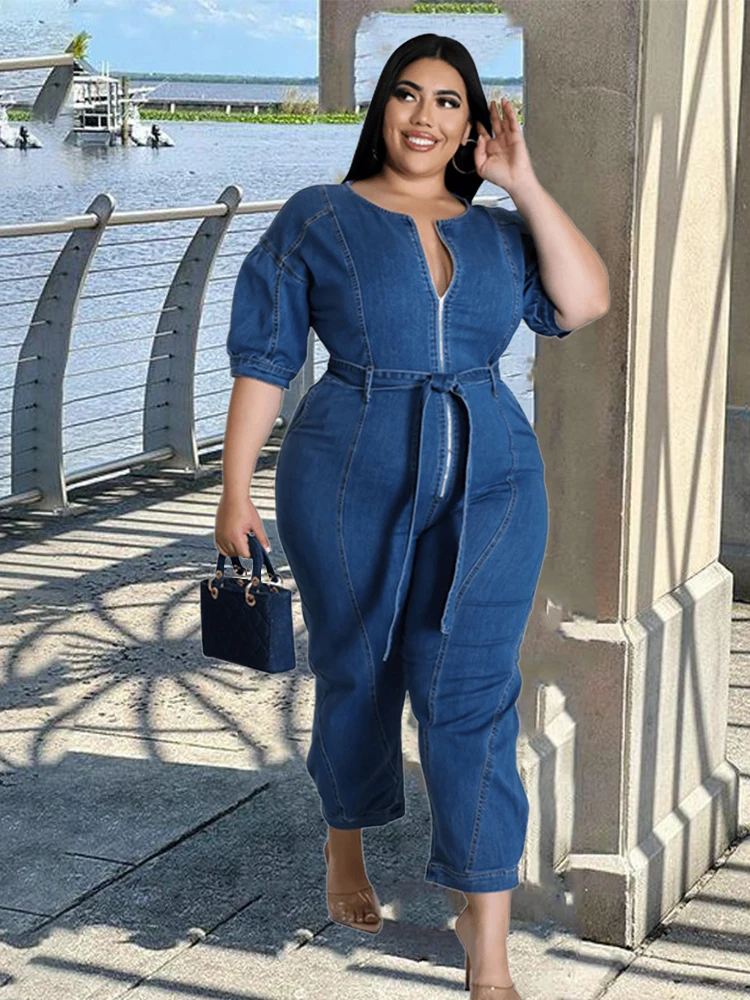Plus Size Jeans Jumpsuit Women Summer Streetwear Fashion Lady Short Sleeve Jumpsuit Denim Jumpsuits Wholesale Bulk Dropshipping
Plus Size Jeans Jumpsuit Women Summer Streetwear Fashion Lady Short Sleeve Jumpsuit Denim Jumpsuits Wholesale Bulk Dropshipping