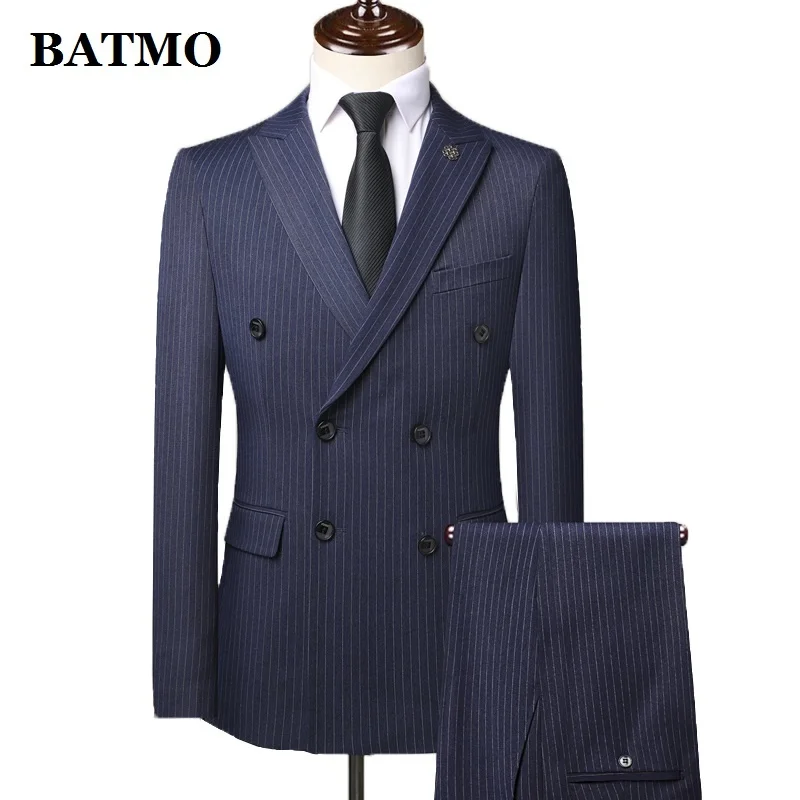 

2024 new arrival high qulaity Striped grey suits men,navy blue casual , S353