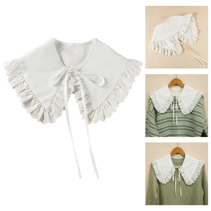Royal Cotton Fake Collar Shawl Wrap Hollow Out Floral Lace Ruffled Trim Necklace Pointed for Triangle Lapel Blouse
Royal Cotton Fake Collar Shawl Wrap Hollow Out Floral Lace Ruffled Trim Necklace Pointed for Triangle Lapel Blouse