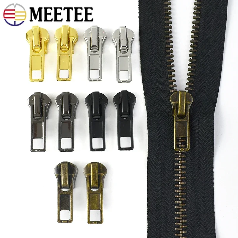 

10/20/50Pcs Meetee 3# 5# Zipper Slider for Metal Zippers Wallet Decor Zips Puller Bag Clothes Zip Replace DIY Sewing Accessory