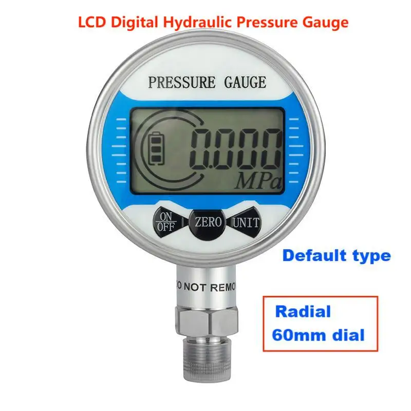 

LCD Intelligent Digital Pressure Gauge 1Mpa 2.5Mpa 10Mpa 60mm Dial Radial M20*1.5 LCD Digital Hydraulic Oil Pressure Gauge G1/2