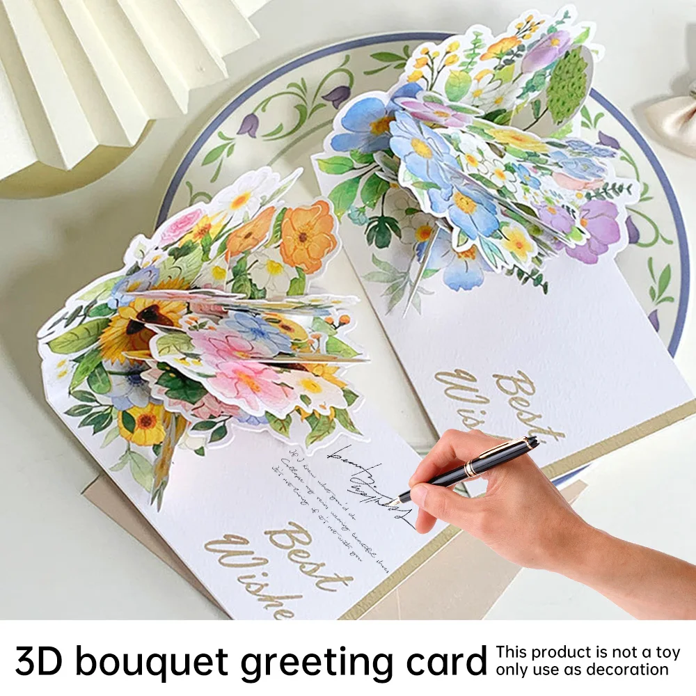 

Flowers Birthday Card with Envelope Flowers Postcard 3D Pop-Up Cards Valentines Gifts Wedding Invitations Greeting Cards