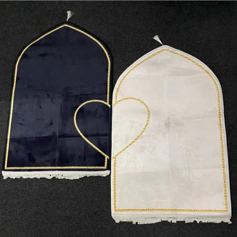 

2pcs Flannel Prayer Mat Worship Blanket Tassels Kneels Printing Floor Carpets Non-slip Soft Portable Prayer Rug Ramadan Gift