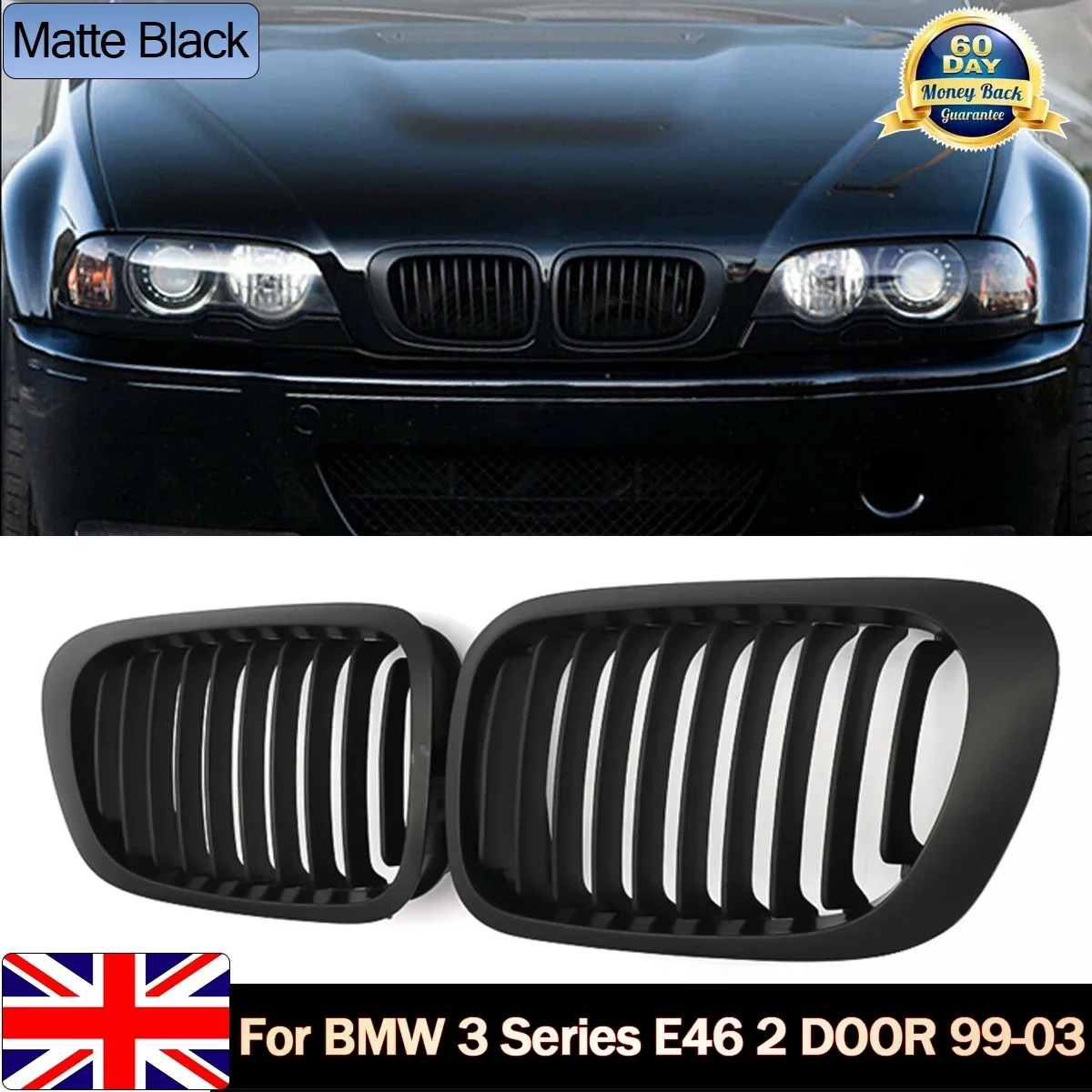 Matte Black Front Kidney Grille Grill For BMW E46 325CI 330CI Coupe 1999-2002
Matte Black Front Kidney Grille Grill For BMW E46 325CI 330CI Coupe 1999-2002