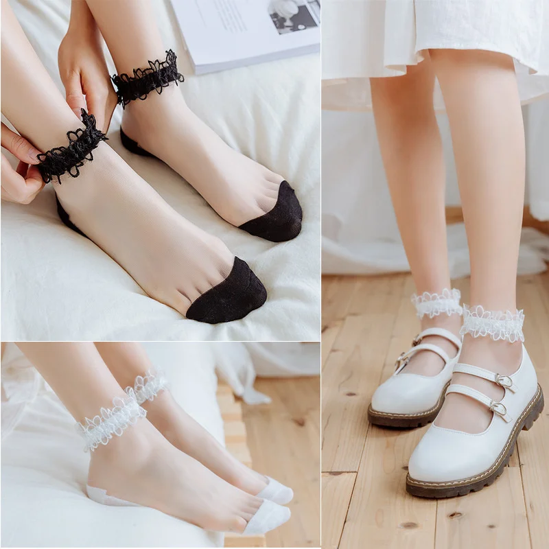 10pairs/lot Sweet Women New Glass Stockings Transparent Creative Pearl Trimming Fashion Breathable Elastic Crystal Socks
10pairs/lot Sweet Women New Glass Stockings Transparent Creative Pearl Trimming Fashion Breathable Elastic Crystal Socks