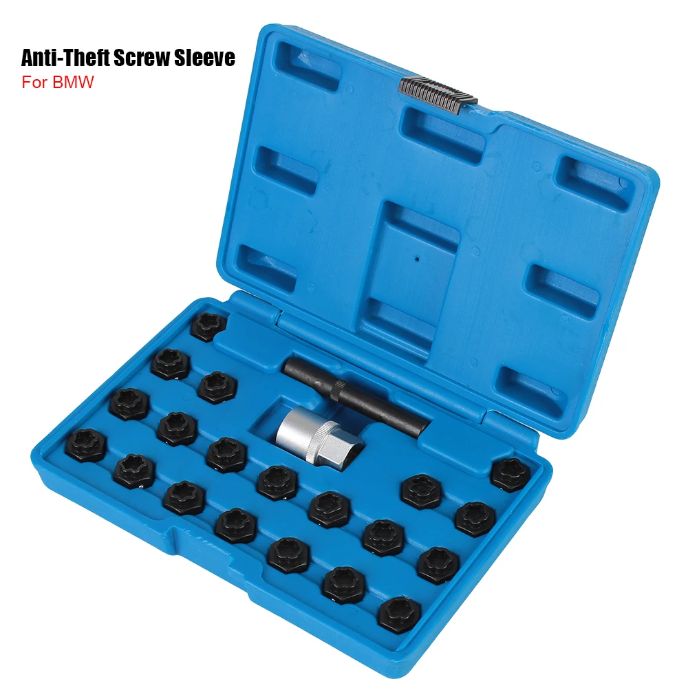 Wheel Lock Lugnut Anti-Theft Screw Sleeve Lug Nut Removal Install Socket Locking Key Socket 22PCS For BMW
Wheel Lock Lugnut Anti-Theft Screw Sleeve Lug Nut Removal Install Socket Locking Key Socket 22PCS For BMW