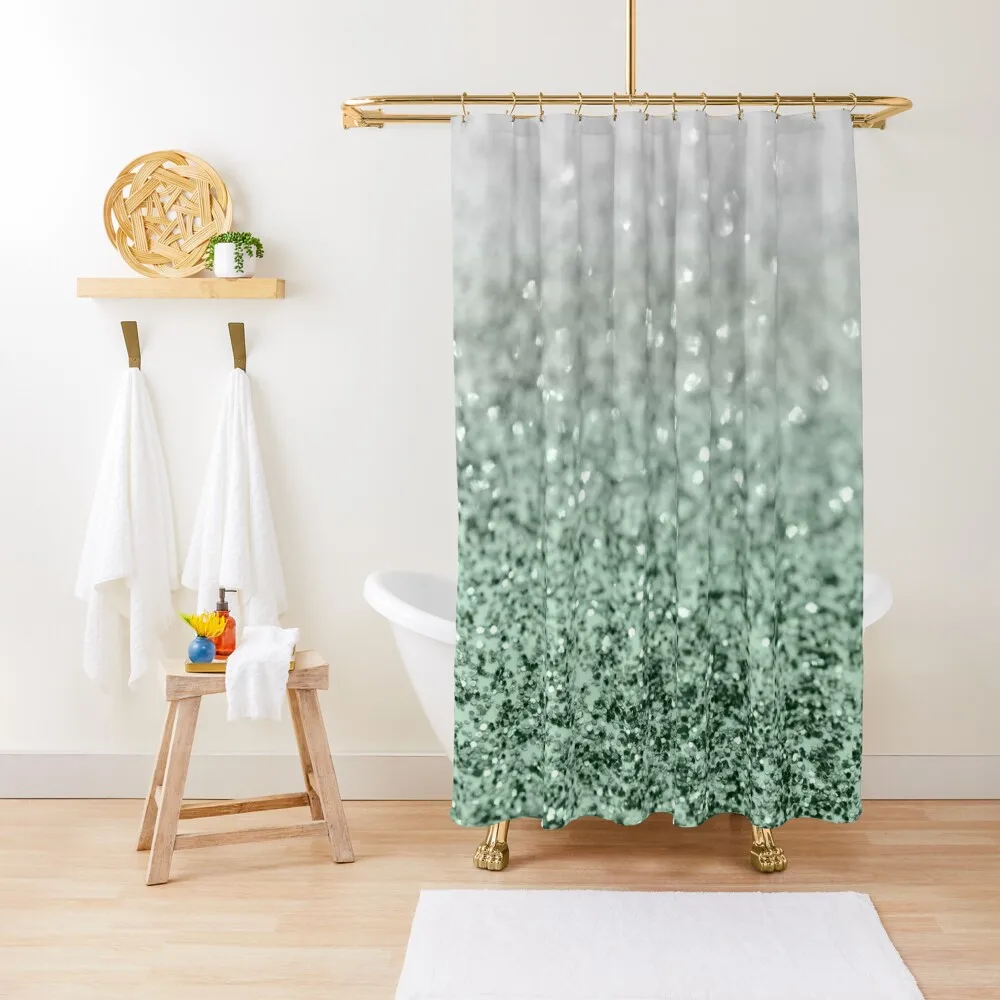 

Silver Pastel Mint Green Ocean Glitter Glam #1 (Faux Glitter) #shiny #decor #artShower Curtain Bathroom Shower Curtain Set