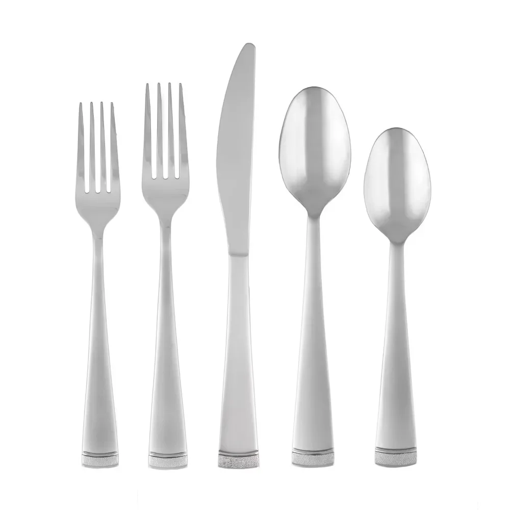 

Cambridge Gratitude Sand 45-Piece Flatware Set With Chrome Buffet, Service For 8Cutlery Tableware Spoon Fork