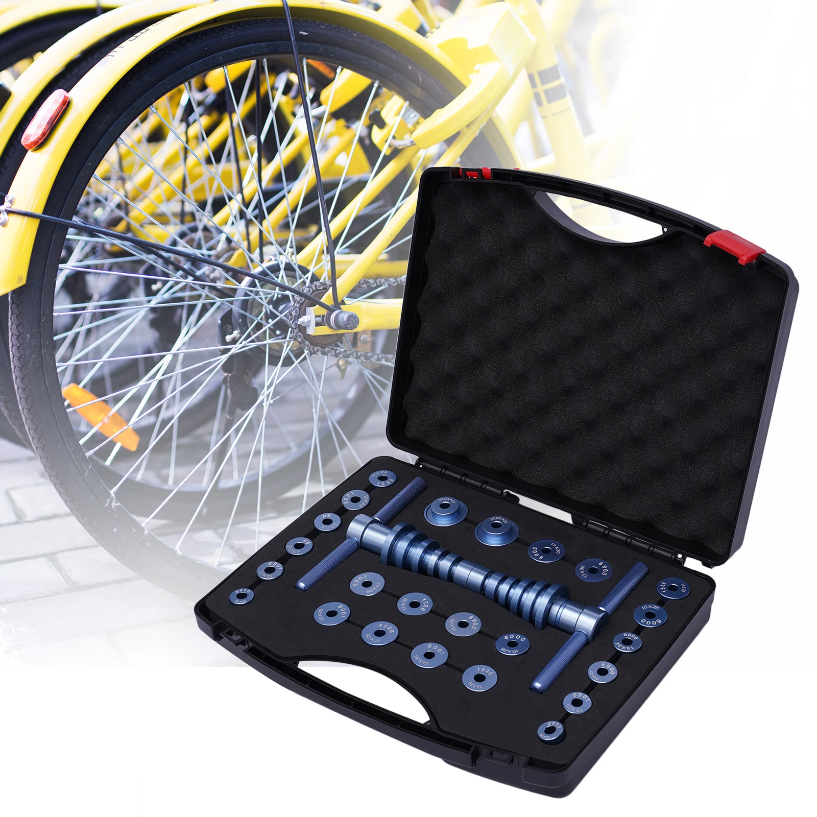 Bike Bearing Press Kit Bottom Bracket Bicycle Hub and BB Axis Installer Tool Set Bearing Press Tool with Storage Box
Bike Bearing Press Kit Bottom Bracket Bicycle Hub and BB Axis Installer Tool Set Bearing Press Tool with Storage Box