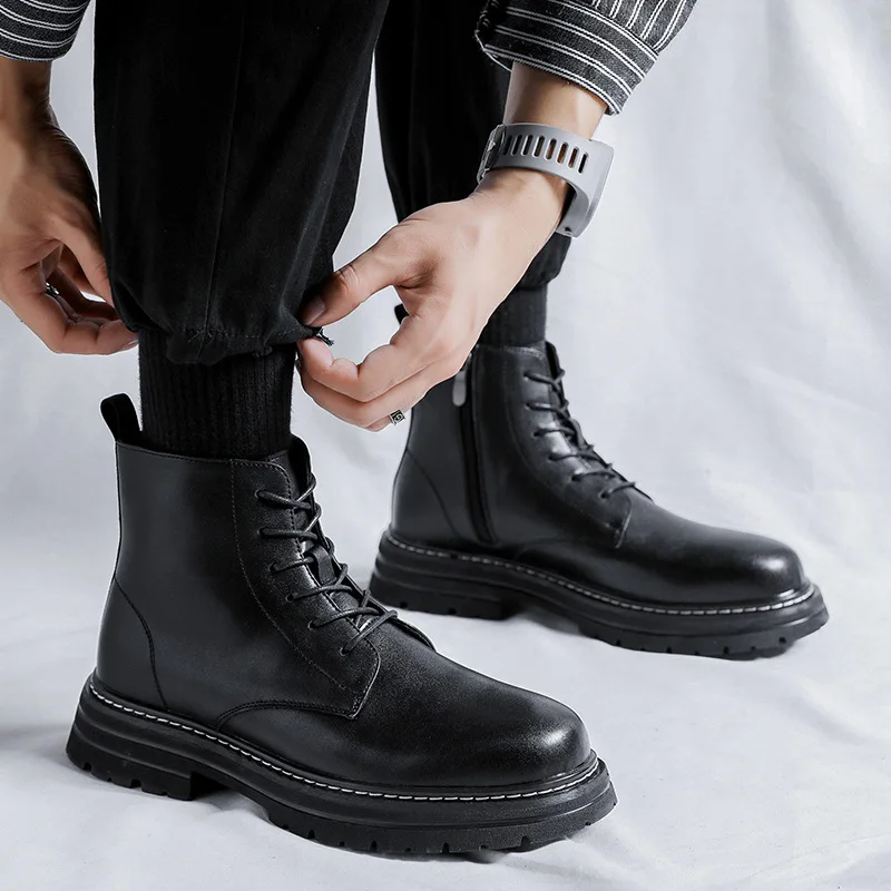 British style mens leisure genuine leather boots lace-up platform shoes business office dresses cowboy boot black ankle botas
British style mens leisure genuine leather boots lace-up platform shoes business office dresses cowboy boot black ankle botas