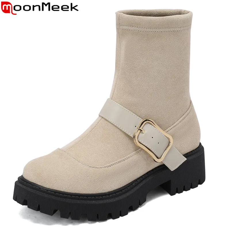 MoonMeek 2023 Size 35-43 New Flock Slip On Winter Boots Women Square Med Heels Dress Shoes Buckle Ladies Platform Ankle Boots
MoonMeek 2023 Size 35-43 New Flock Slip On Winter Boots Women Square Med Heels Dress Shoes Buckle Ladies Platform Ankle Boots