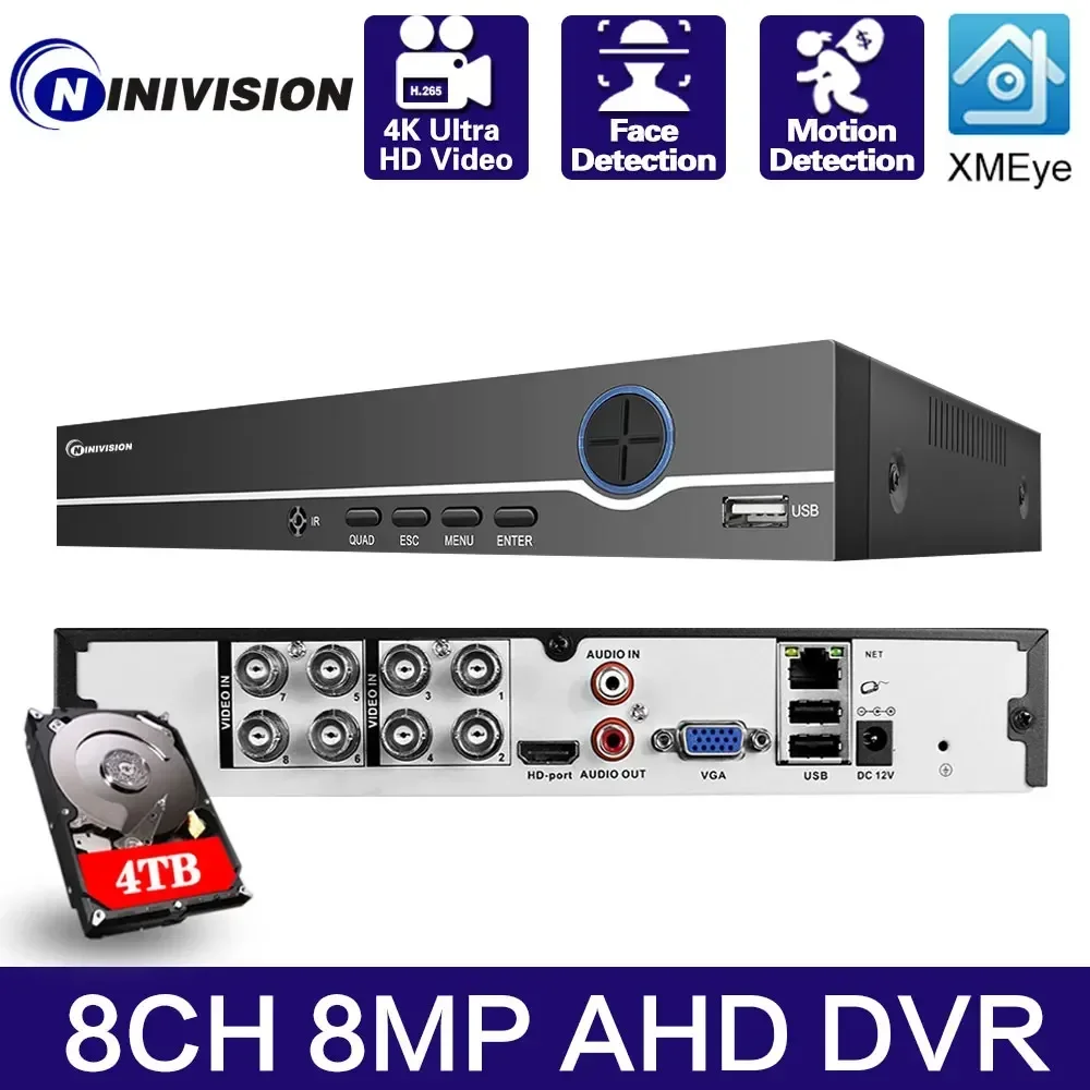 8CH 4K Super HD CCTV DVR H.265 Surveillance Digital Video Recorder For 2MP/3MP/4MP/5MP/8MP AHD IP Camera XMEYE Hybrid NVR System
8CH 4K Super HD CCTV DVR H.265 Surveillance Digital Video Recorder For 2MP/3MP/4MP/5MP/8MP AHD IP Camera XMEYE Hybrid NVR System
