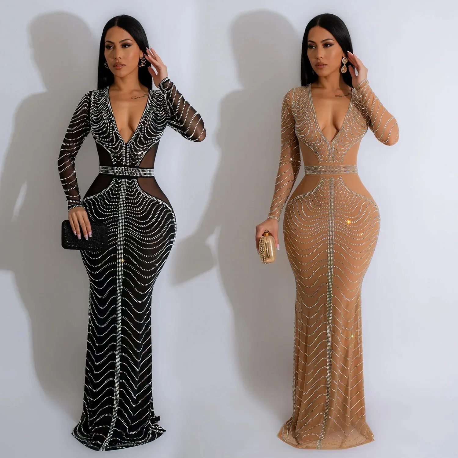 Rhinestone Maxi Dress Lady Sexy Party Bodycon Evening Mesh Black Dresses Women Winter Elegant Luxury Birthday Prom Dresses
Rhinestone Maxi Dress Lady Sexy Party Bodycon Evening Mesh Black Dresses Women Winter Elegant Luxury Birthday Prom Dresses