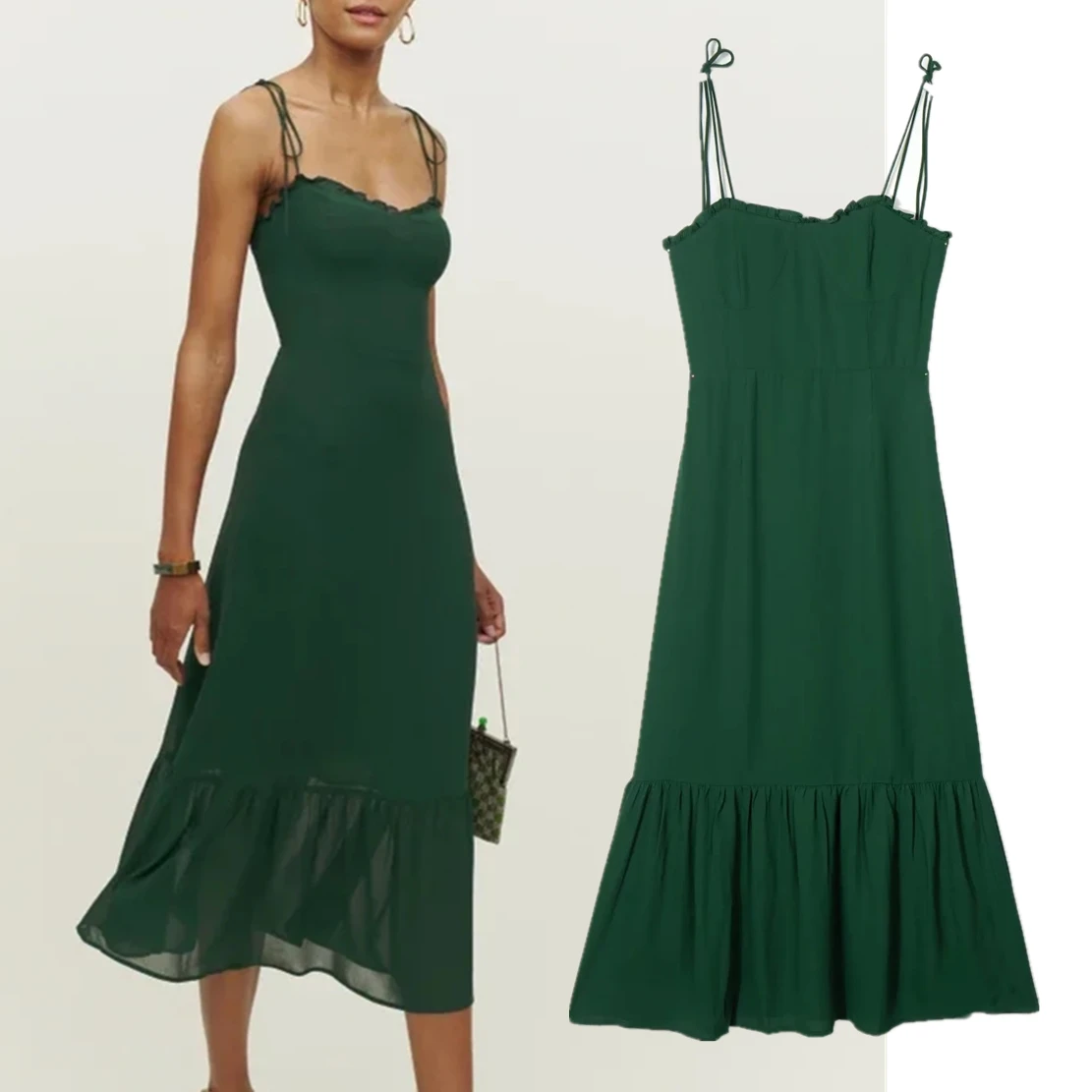 Dave&Di Sheath Sexy Summer Party Dress Women French Style Vintage Dark Green Color Chiffon Elegant Suspender Dress
Dave&Di Sheath Sexy Summer Party Dress Women French Style Vintage Dark Green Color Chiffon Elegant Suspender Dress
