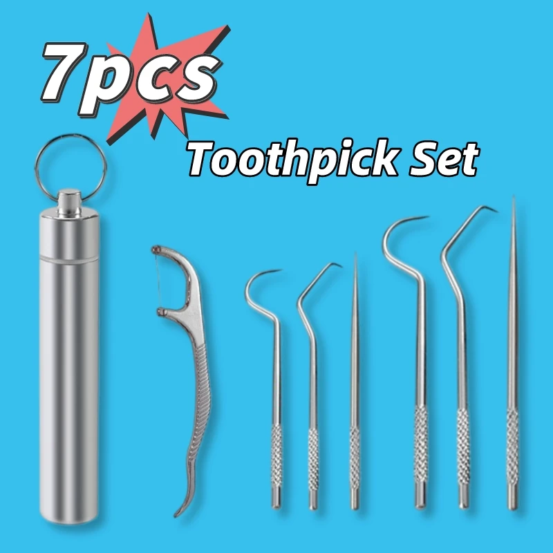 1Set Stainless Steel Toothpick Dental Floss With Storage Tube Portable Teeth Cleaning Metal Toothpick Floss Set Oral Care Tool
1Set Stainless Steel Toothpick Dental Floss With Storage Tube Portable Teeth Cleaning Metal Toothpick Floss Set Oral Care Tool