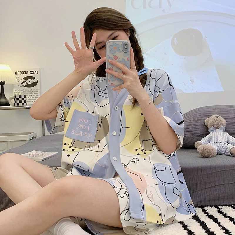 Summer Women Pajamas Set Soft Cotton V neck Cute Cartoon Graffiti Printed Sleepwear for Girls Pijama Plus Size Ladies Loungewear
Summer Women Pajamas Set Soft Cotton V neck Cute Cartoon Graffiti Printed Sleepwear for Girls Pijama Plus Size Ladies Loungewear