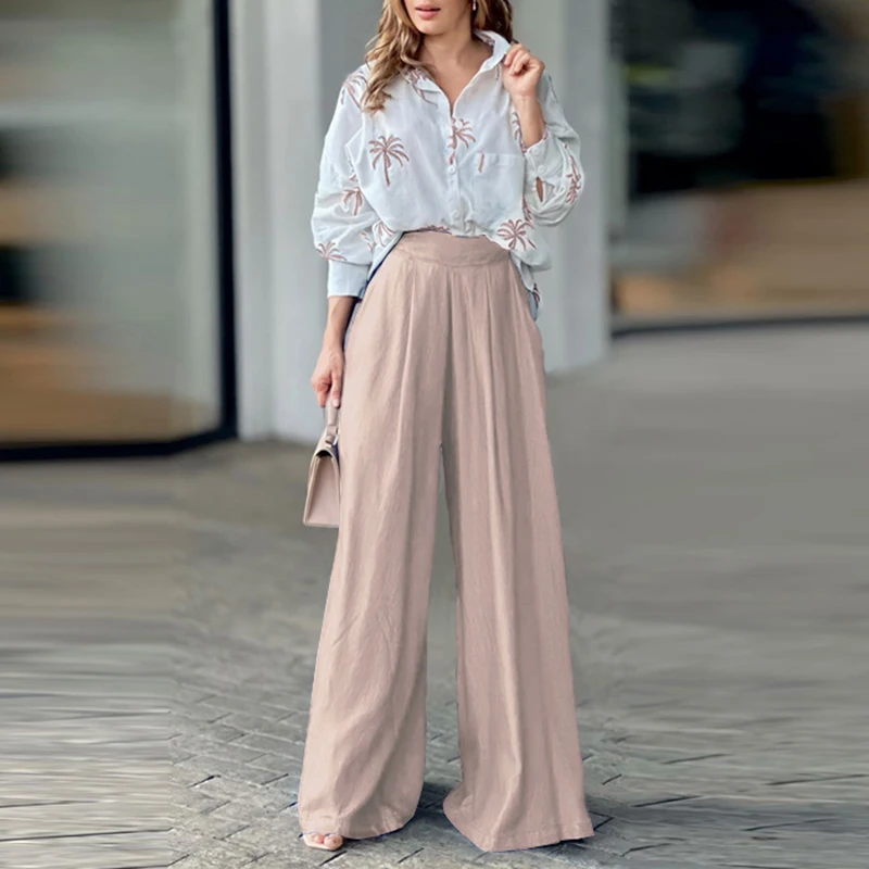 Autumn Lapel Single-Breasted Shirts+Wide Leg Pants 2pc Suit Women Casual Long Sleeve Outfits 2023 Fashion Temperament Office Set
Autumn Lapel Single-Breasted Shirts+Wide Leg Pants 2pc Suit Women Casual Long Sleeve Outfits 2023 Fashion Temperament Office Set
