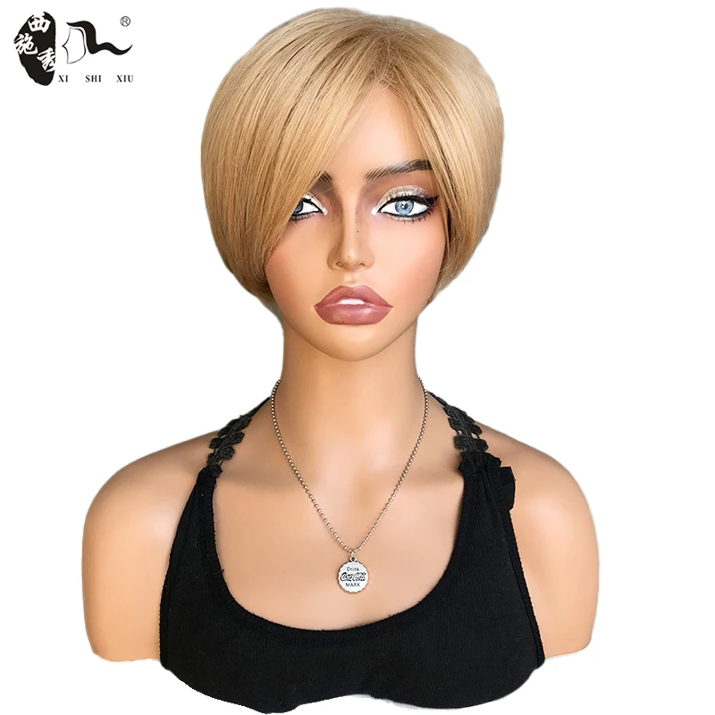 

Light Brown Short Pixie Cut Fluffy Layered Hair Synthetic Wigs For Women Natural Straight Side Part Hair Cosplay Party Daily Wig