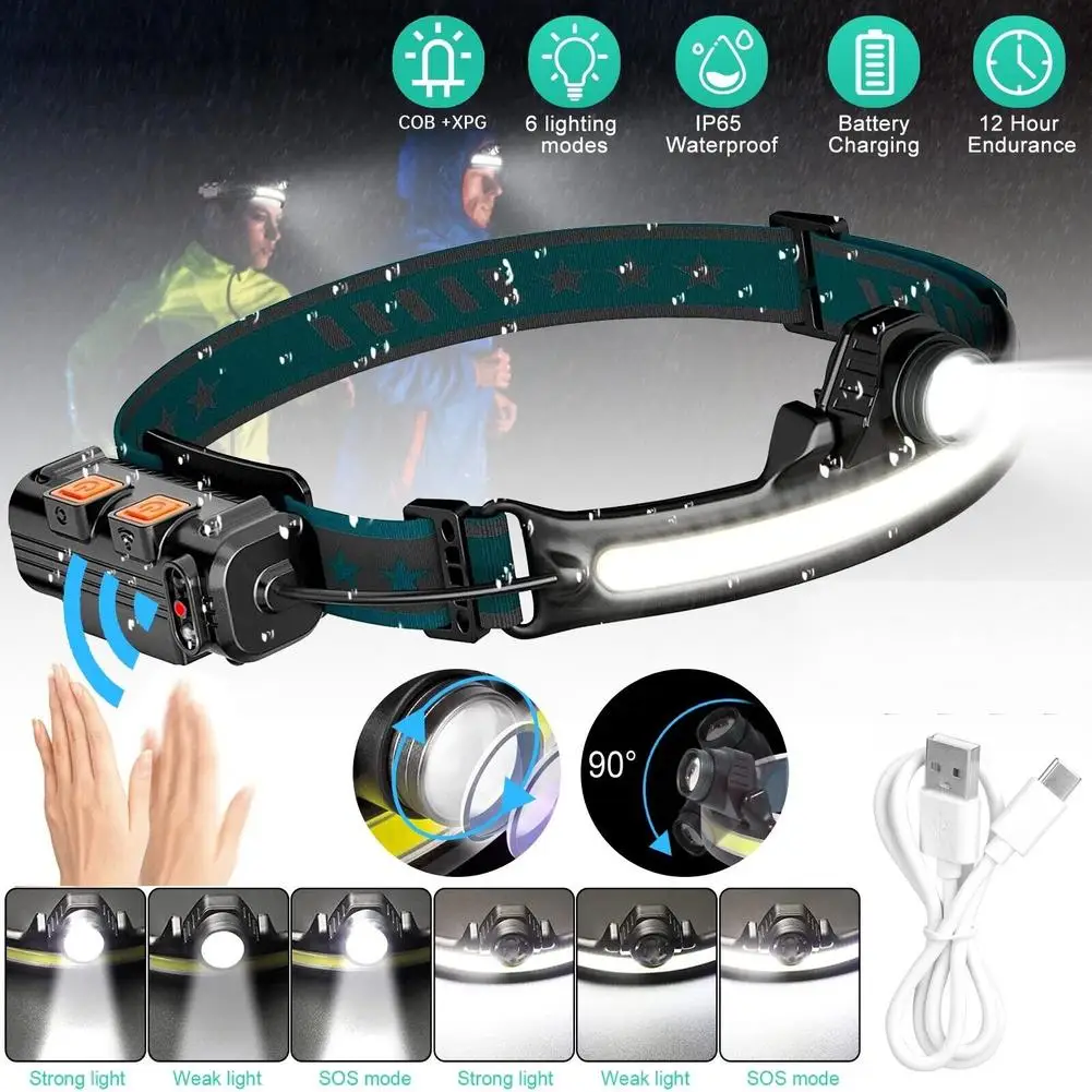 Zoomable COB LED Headlamp With Motion Sensor 6 Modes 270°/90° Adjustable Angle USB Rechargeable Torch Headlight Flashlight
Zoomable COB LED Headlamp With Motion Sensor 6 Modes 270°/90° Adjustable Angle USB Rechargeable Torch Headlight Flashlight