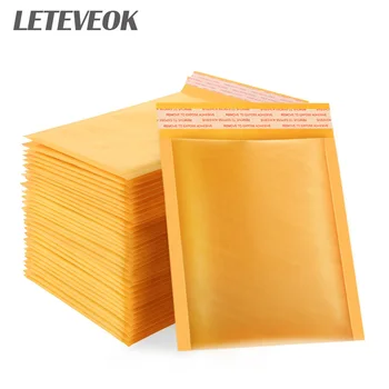100Pcs Yellow Kraft Paper Bubble Envelopes Mailing Bags Padded Mailers Shipping Bags For Boutique Packaging Gift Wrap Pouch