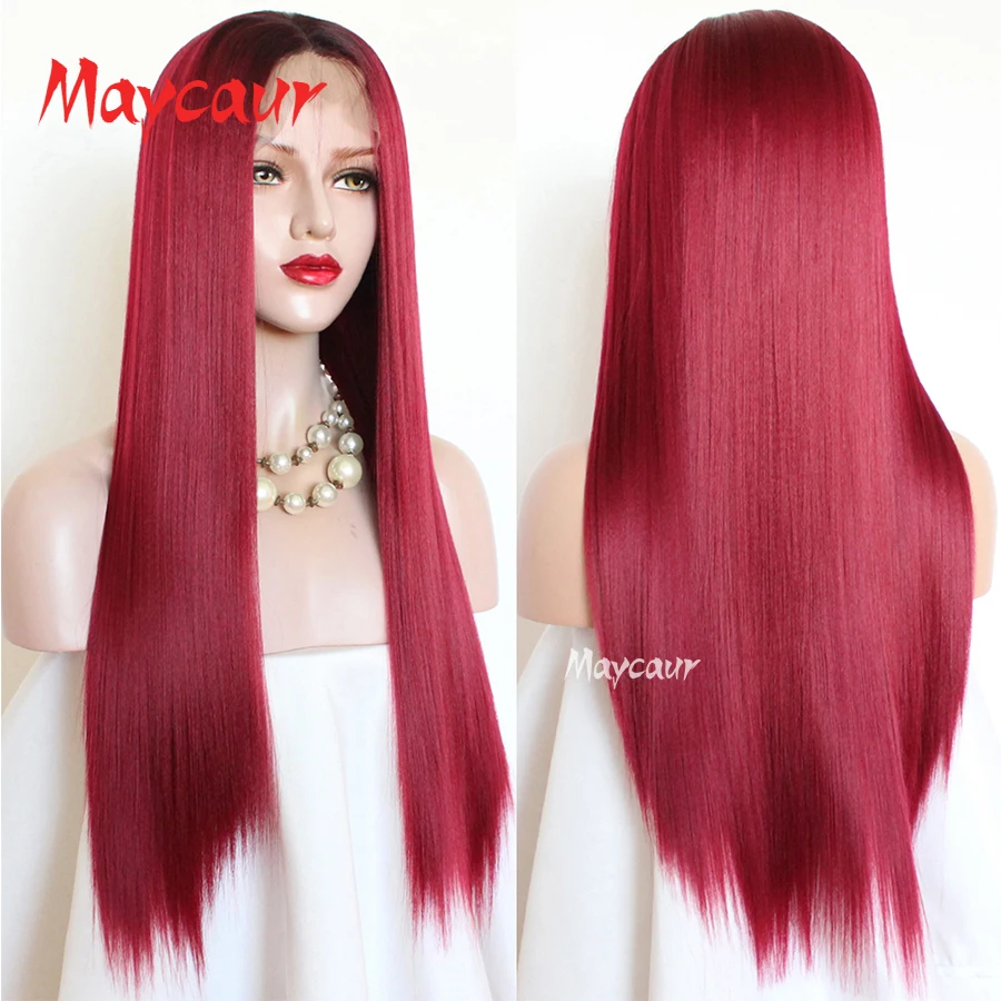 Maycaur Black Red Ombre Color Long Straight Synthetic Lace Front Wigs Glueless Red Heat Resistant Soft Fiber Wig for Black Women
Maycaur Black Red Ombre Color Long Straight Synthetic Lace Front Wigs Glueless Red Heat Resistant Soft Fiber Wig for Black Women