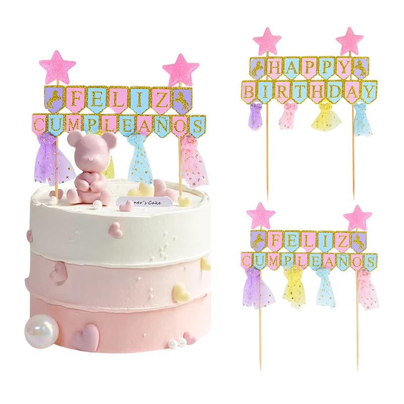 Spanish Happy Birthday Paper Cake Topper Letter Baby Shower Party Birthday Cake Decorations Baking DIY Accessories
Spanish Happy Birthday Paper Cake Topper Letter Baby Shower Party Birthday Cake Decorations Baking DIY Accessories