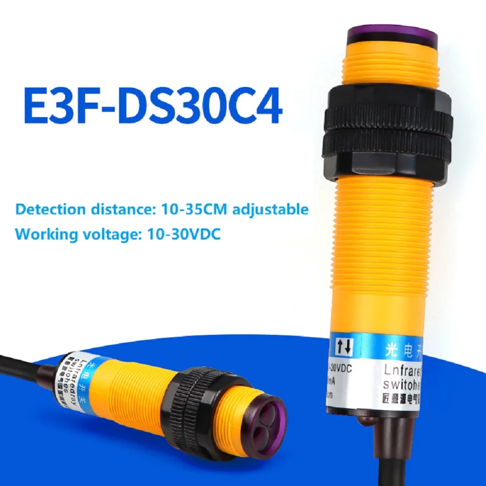 Фотоэлектрический переключатель NPN NO E3F-DS30C4, инфракрасный переключатель, Регулируемый датчик 15-30 см, диапазон обнаружения, регулируемый, 1 шт.
Фотоэлектрический переключатель NPN NO E3F-DS30C4, инфракрасный переключатель, Регулируемый датчик 15-30 см, диапазон обнаружения, регулируемый, 1 шт.