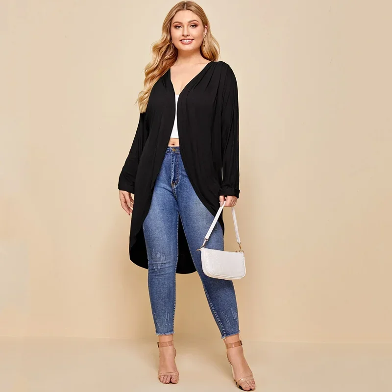 

Plus Size Long Sleeve Spring Autumn Elegant Cardigans Women Open Front Long Loose Kimono Female Large Size Casual Coat 5XL 6XL