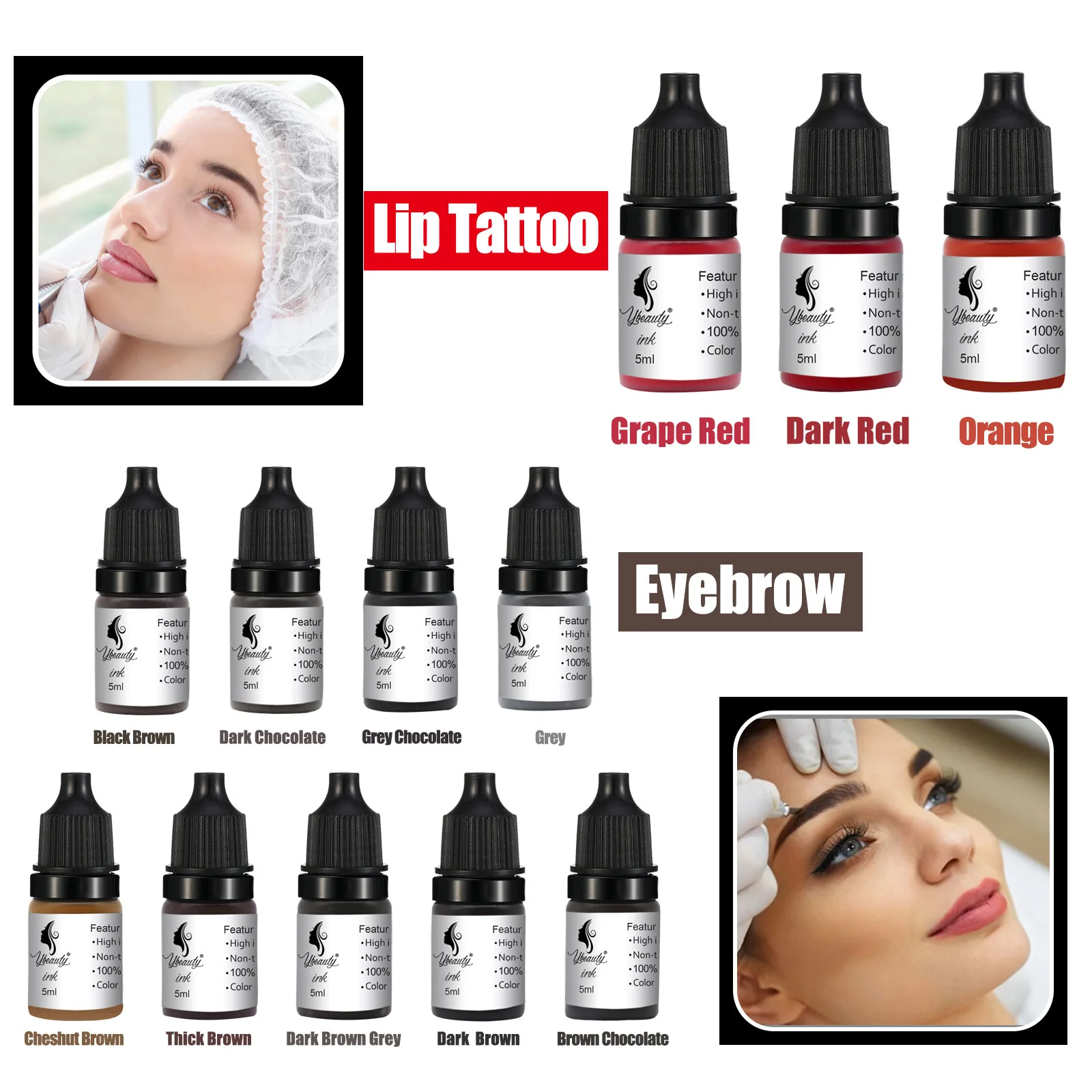 

Tattoo Embroidery Color Vial 5ML Beginner Practice Color Milk Print Eyebrow Bleaching Lip Beauty Pupil Line Wholesale Cosmetics