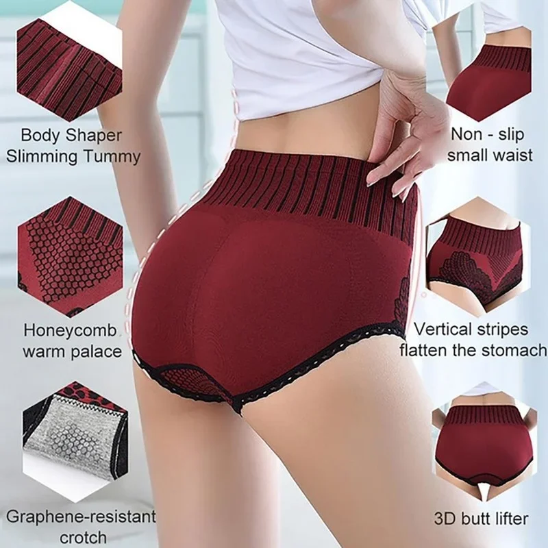 Culotte Menstruelle Taille Haute en Polyester Graphène, Sous-Vêtement Sans Couture pour Femme 4