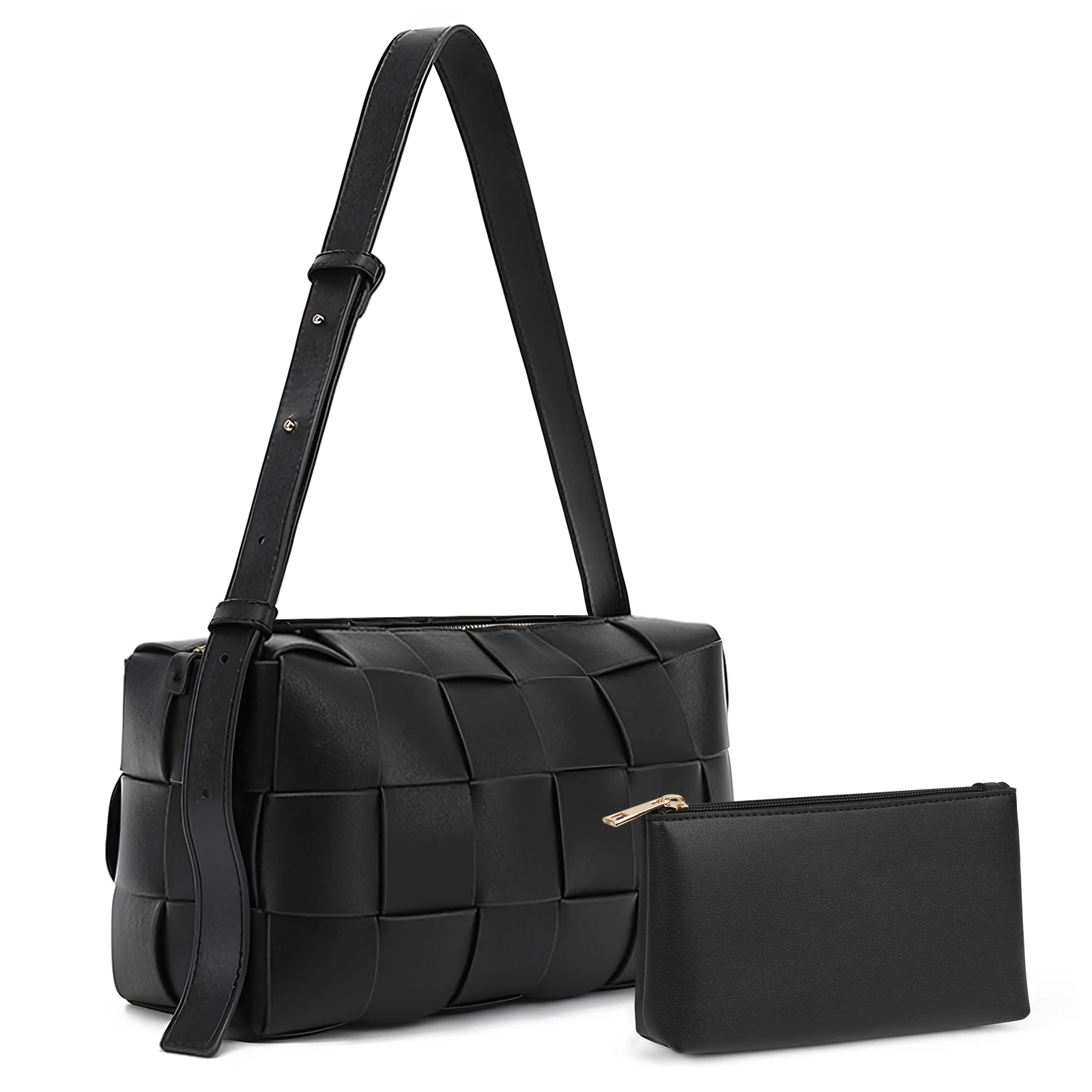 Women's Bag Set Square Leather Knit Shoulder Bags Female Large Capacity Handbag Crossbody Bags Black Tote Bag With Purse
Women's Bag Set Square Leather Knit Shoulder Bags Female Large Capacity Handbag Crossbody Bags Black Tote Bag With Purse