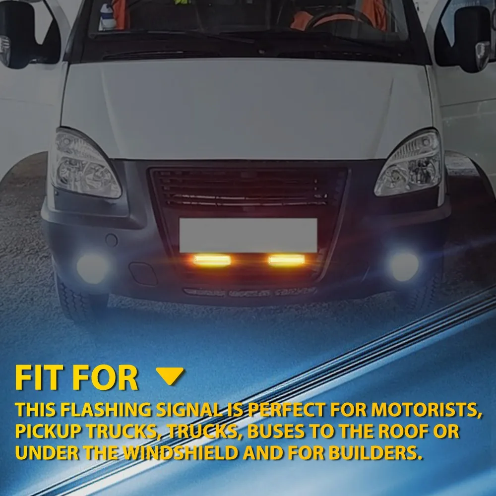 2Pcs Amber LED Strobe Flashing Lights Lamp Bars Turn Signal Lamp Emergency Light For Motorcycle Truck Bus 12-24V Waterproof 2Pcs Amber LED Strobe Flashing Lights Lamp Bars Turn Signal Lamp Emergency Light For Motorcycle Truck Bus 12-24V Waterproof