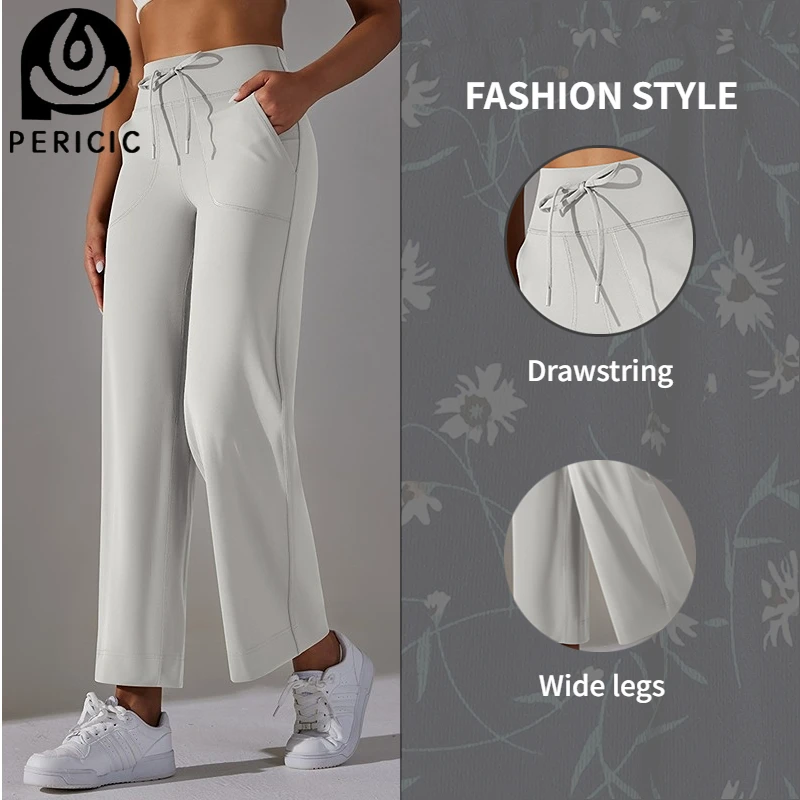 Drawstring Wide Leg Pants With Pockets Push-up Sports Trousers High Waist Women Flared Yoga Leggings For Fitness Running Joggers
Drawstring Wide Leg Pants With Pockets Push-up Sports Trousers High Waist Women Flared Yoga Leggings For Fitness Running Joggers