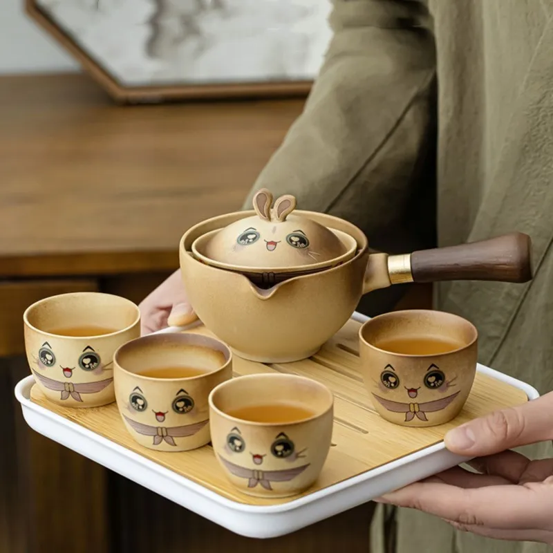 

Милый керамический чайник с животными, китайские чайные наборы, дорожная чайная чашка, китайский чайный чайник кунг-фу, портативный чайный набор, посуда для напитков, чайная утварь