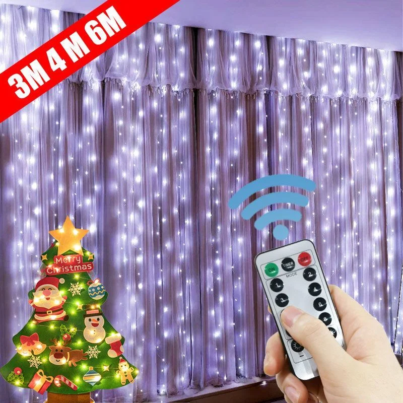 

6M LED Curtain Garland on The Window USB String Lights Fairy Festoon Remote Control Christmas Wedding Decorations for Home Room
