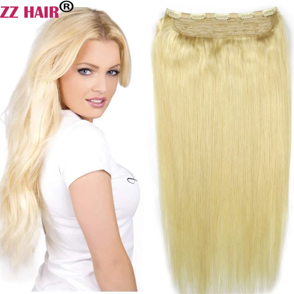 

ZZHAIR 100% Brazilian Human Remy Hair Extensions 16"-28" 1pcs Set 100g-200g 5 Clips In One Piece Natural Straight
